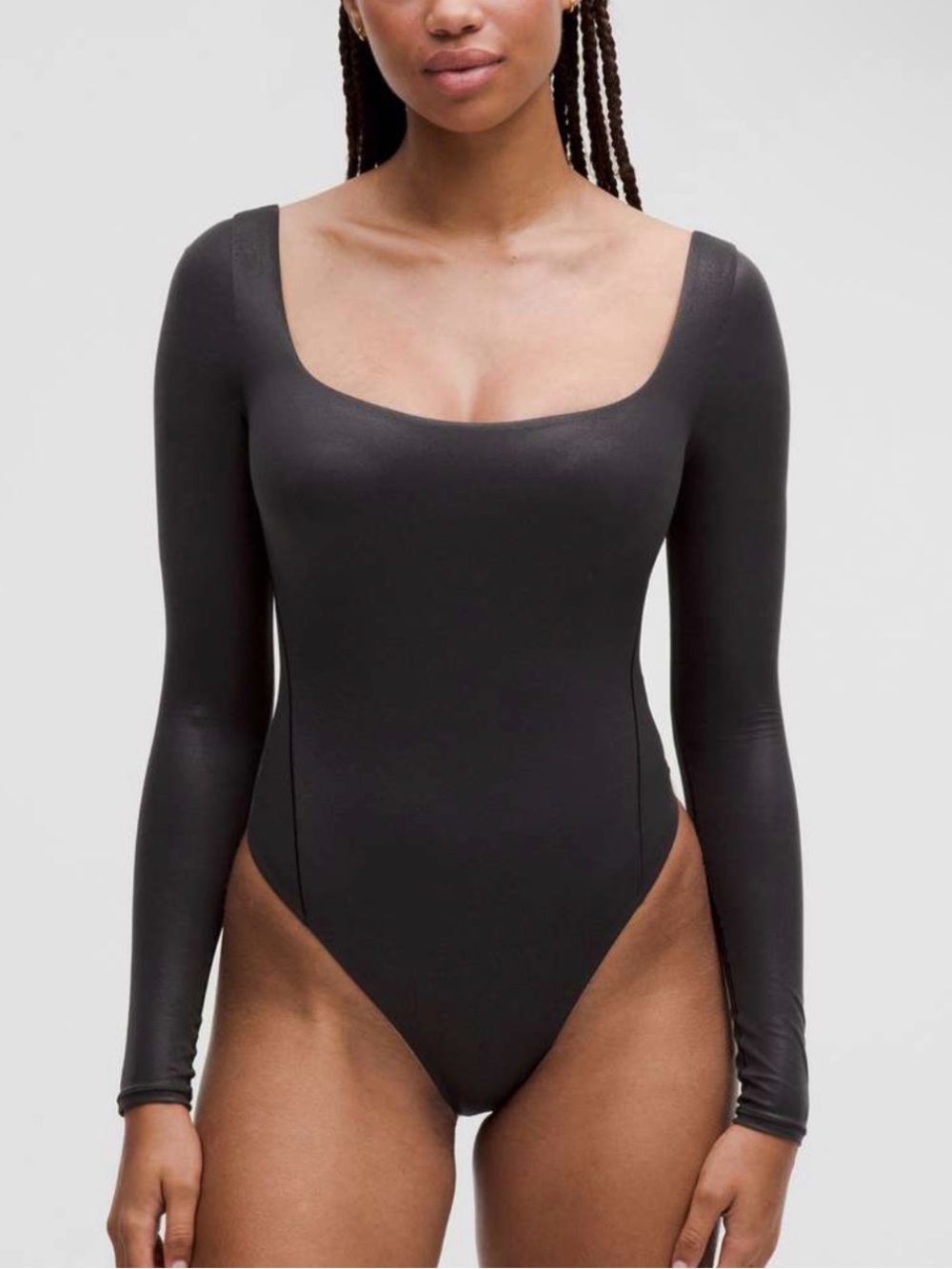 Lululemon Wundermost Nulu Square Neck Bodysuit Shine Black Women’s Medium